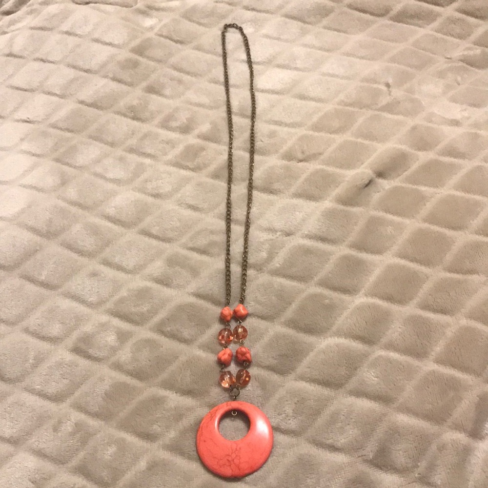 3/$13 salmon colored necklace on chain